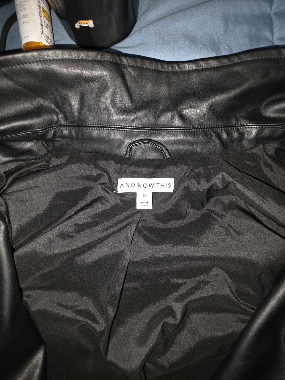 Black Women's Faux Leather Jacket- 3X
